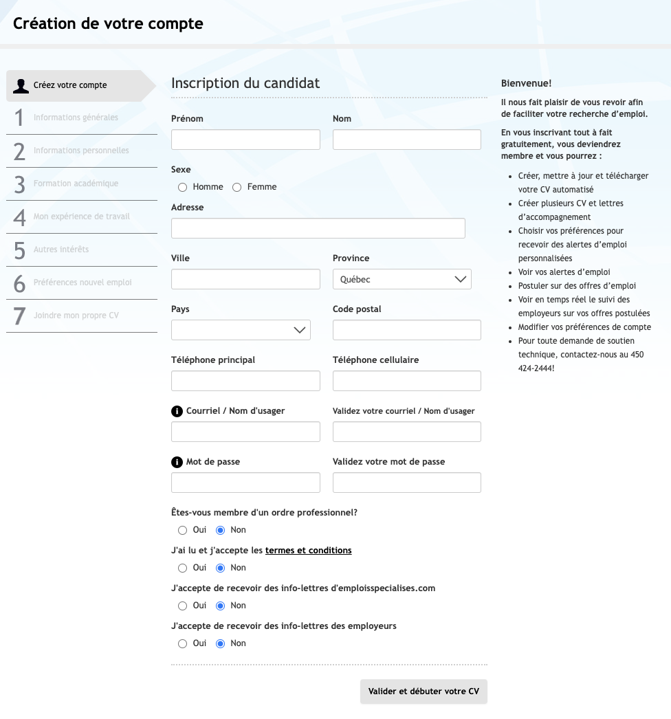 Remplir son CV automatisé